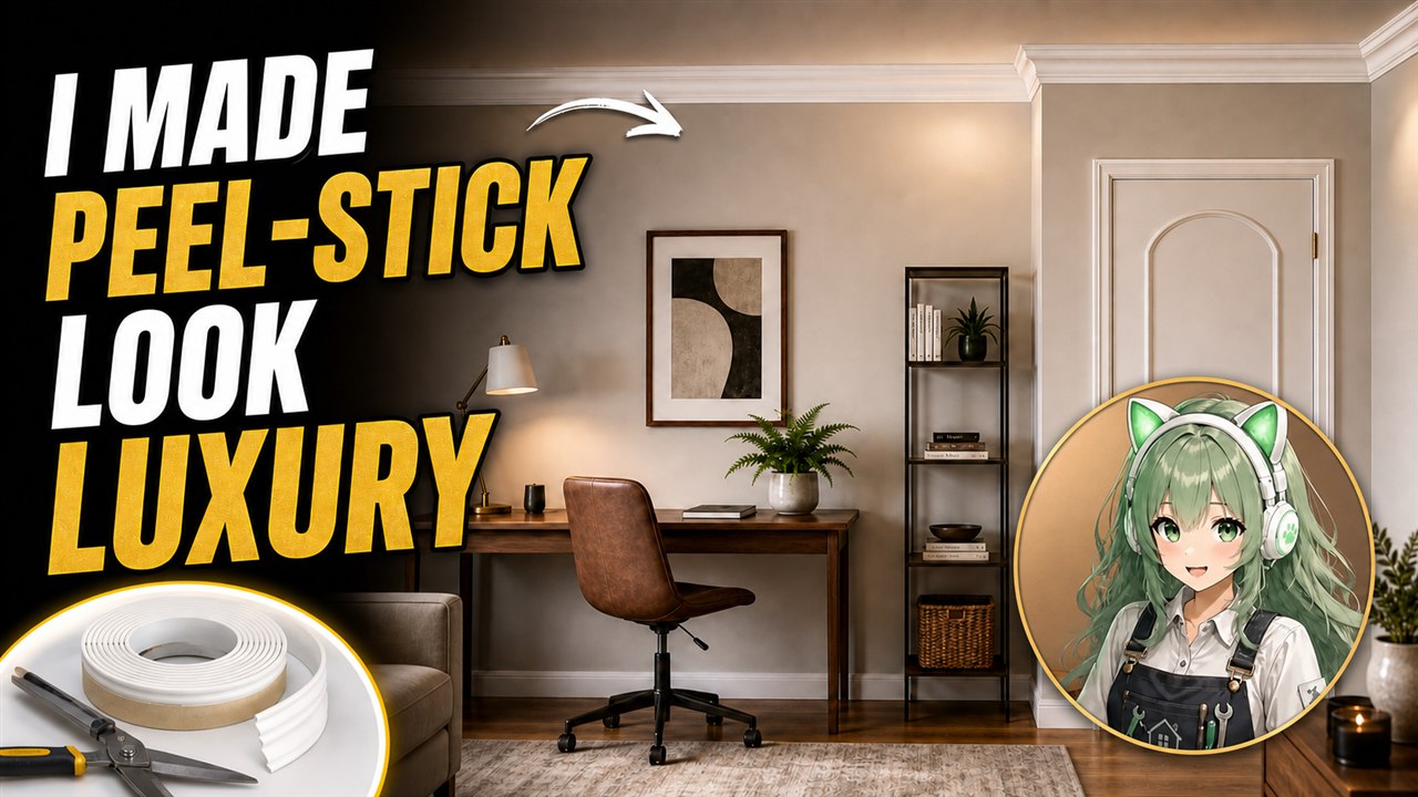 Thumbnail showing peel-and-stick molding made to look like luxury crown molding with UNI avatar