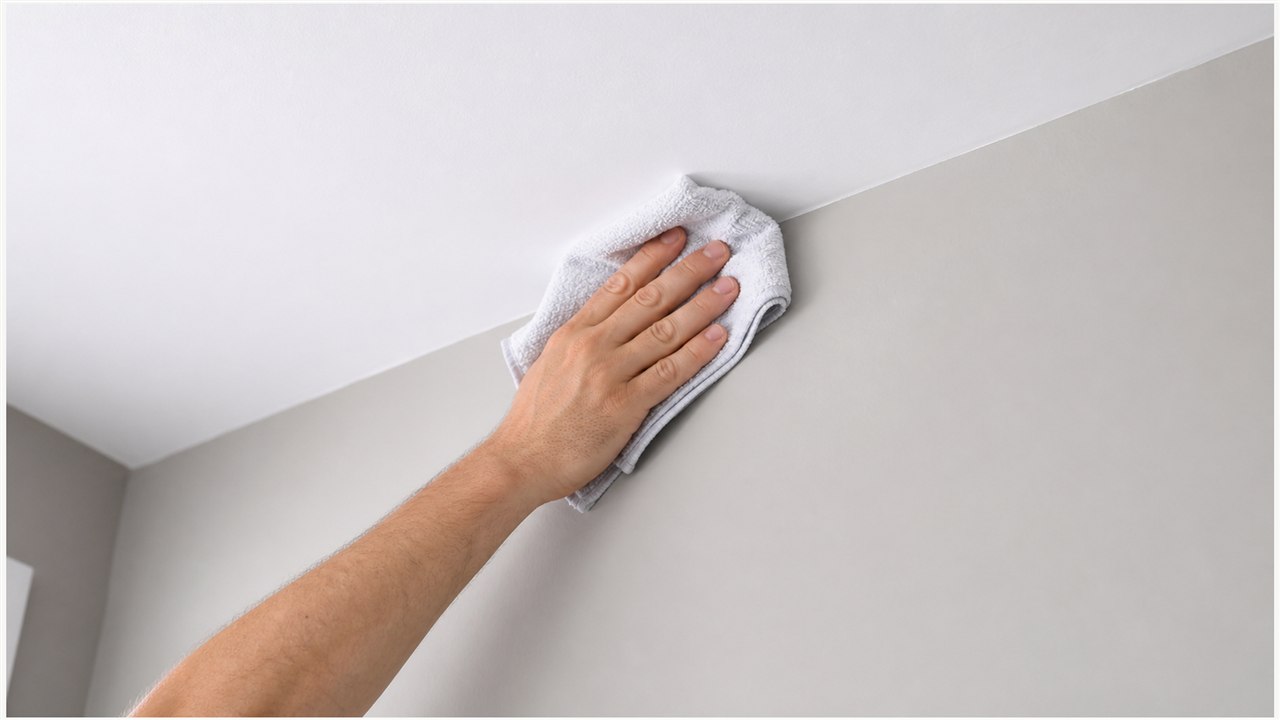 Cleaning the wall before applying peel-and-stick molding
