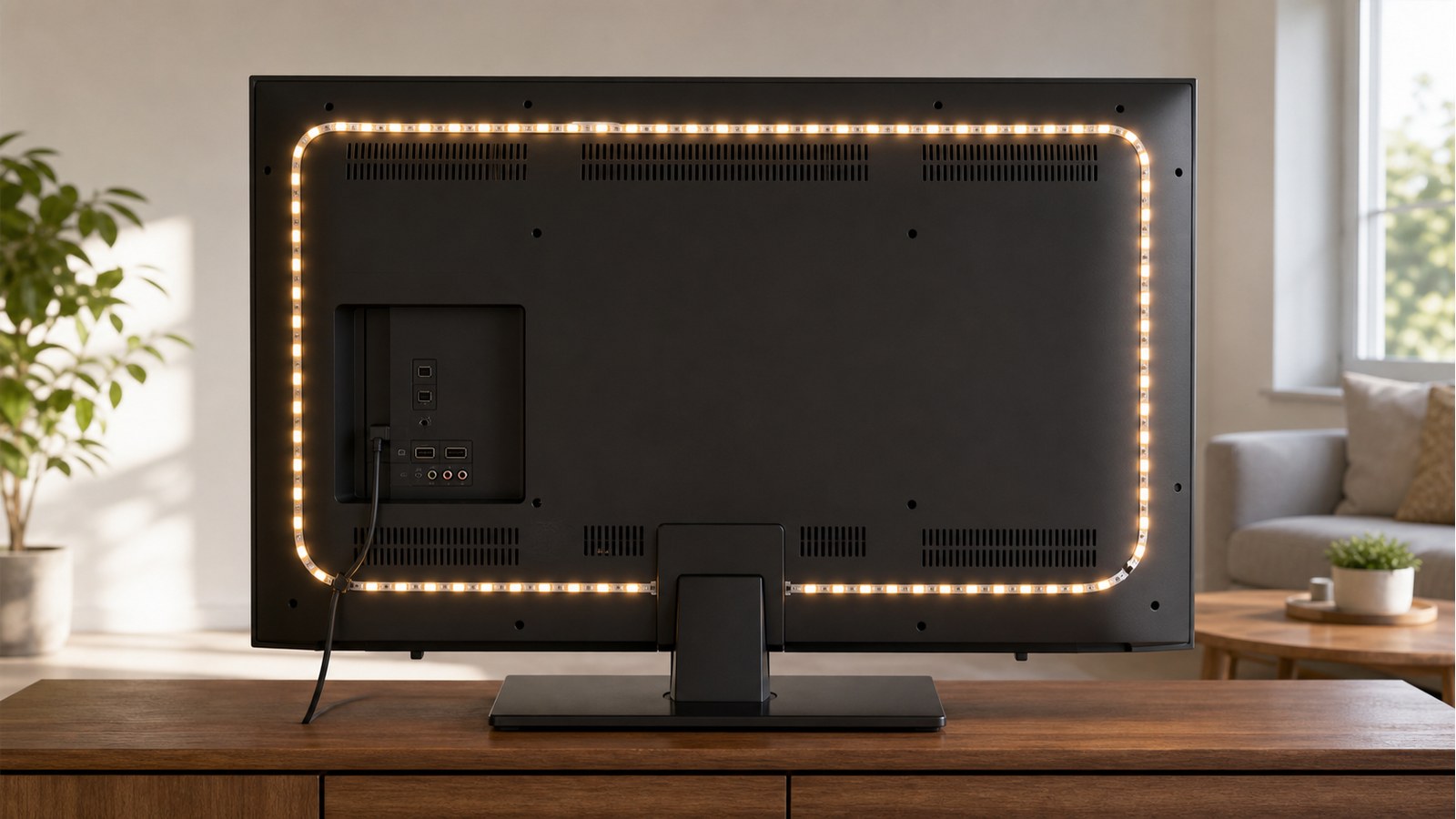 LED strip path placed away from TV vents and ports