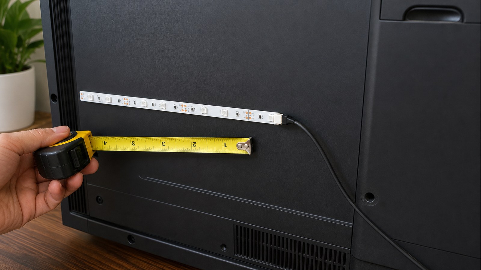 LED TV backlight strip placed about two inches in from the TV edge
